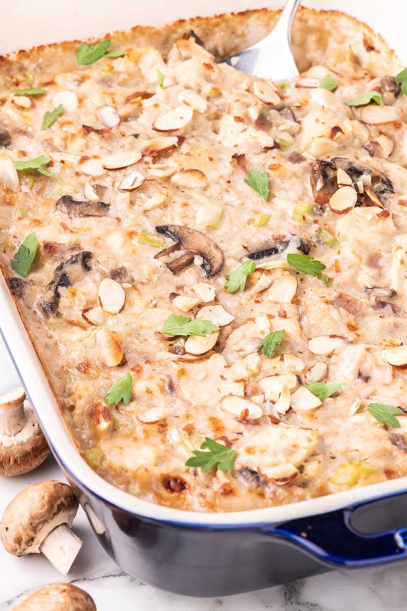 Mushroom Gruyere Chicken Rice Casserole