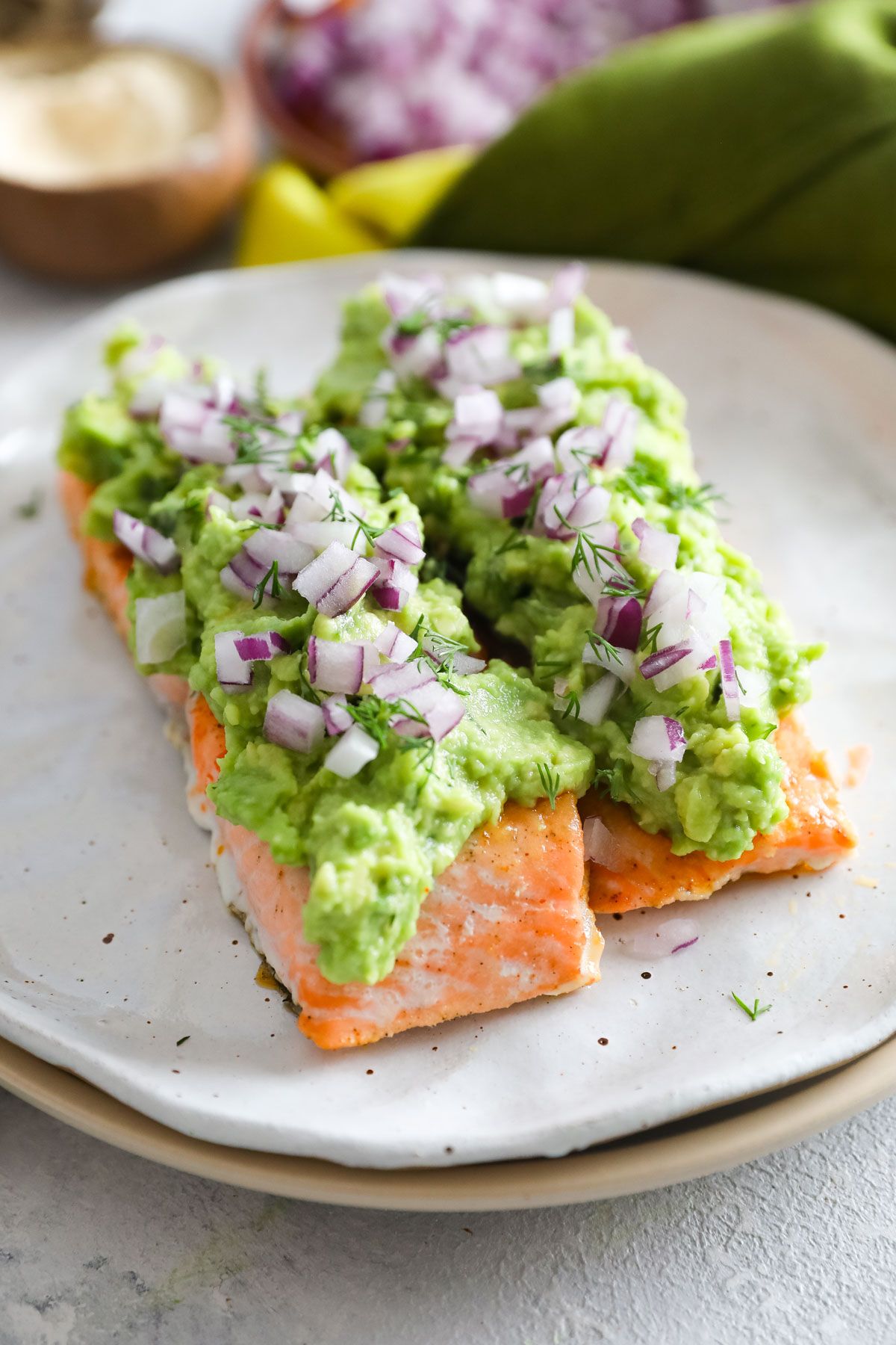 Baked Salmon with Avocado Mash