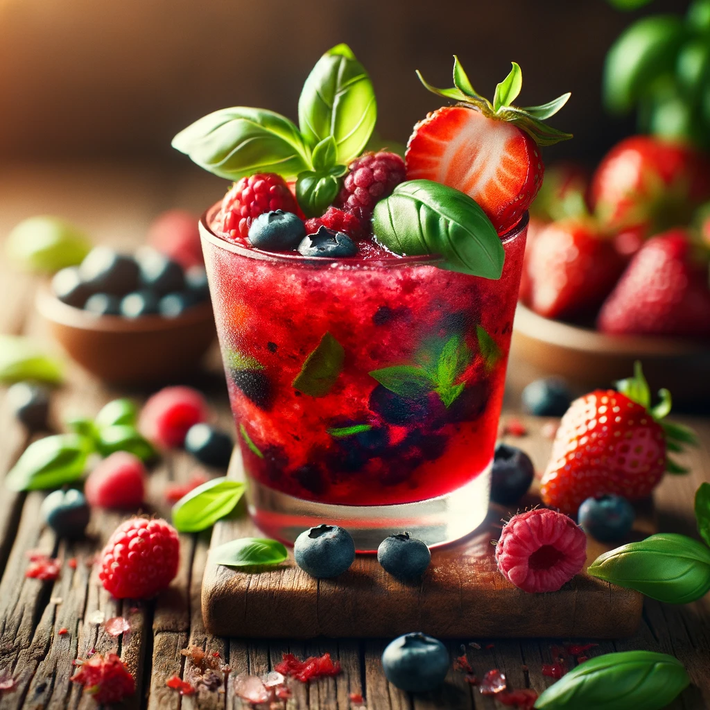 Bursting with antioxidants, this mocktail combines the sweetness of berries with the herbal notes of basil.